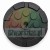 Round black base weight plate for garden umbrella or gazebo with raised grip pattern and center hole