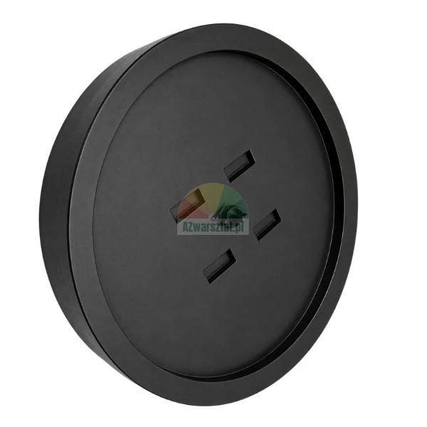 Black round ceiling canopy mounting base for a lamp on a white background