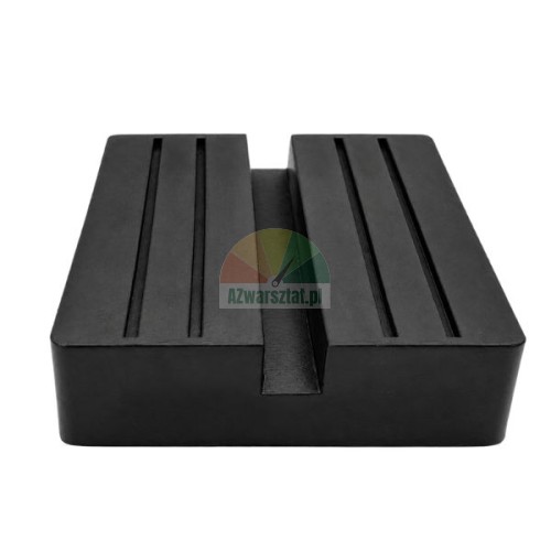 Black square rubber jack pad adapter with central groove for vehicle pinch weld protection