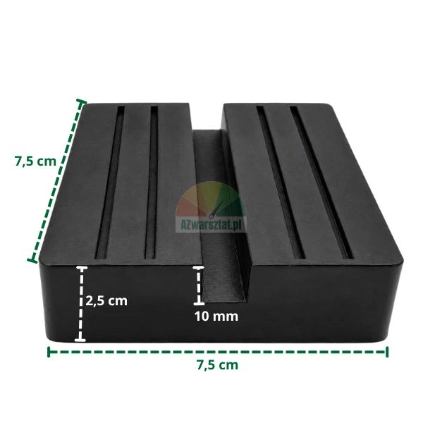 Square rubber car jack pad 7.5 cm with groove