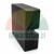 Black rubber loading dock bumper with rectangular cutout on white background
