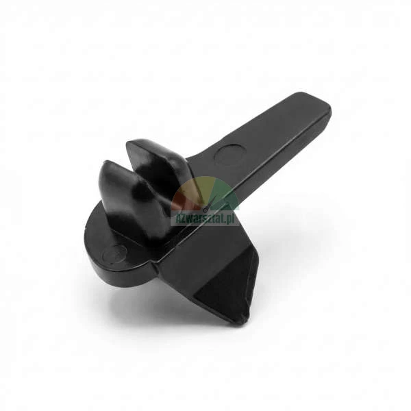 Black plastic automotive mounting clip fastener on a white background