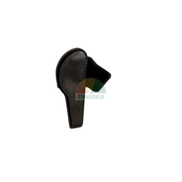 Black plastic car seat recliner adjustment lever on a white background.