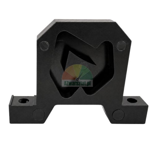 Type B black plastic guide block with profiled channel and mounting holes
