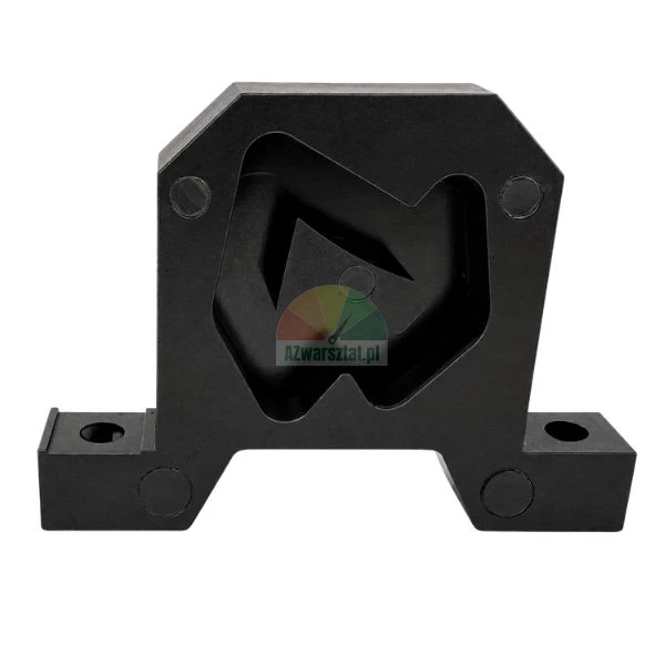 Type B black plastic guide block with profiled channel and mounting holes