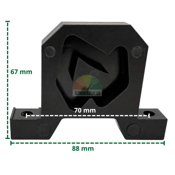 Black Type B guide with marked dimensions 67 mm, 70 mm and 88 mm