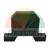 Black plastic mounting block bracket with screw holes on a white background