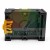 Black relay socket with screw terminals for DIN rail, bottom view with yellow clip