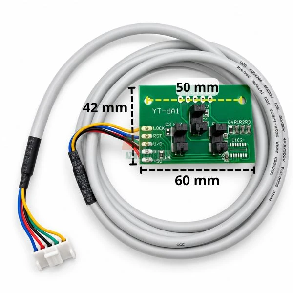 YT-dA1 rotation board with connection cable and dimensions indicated