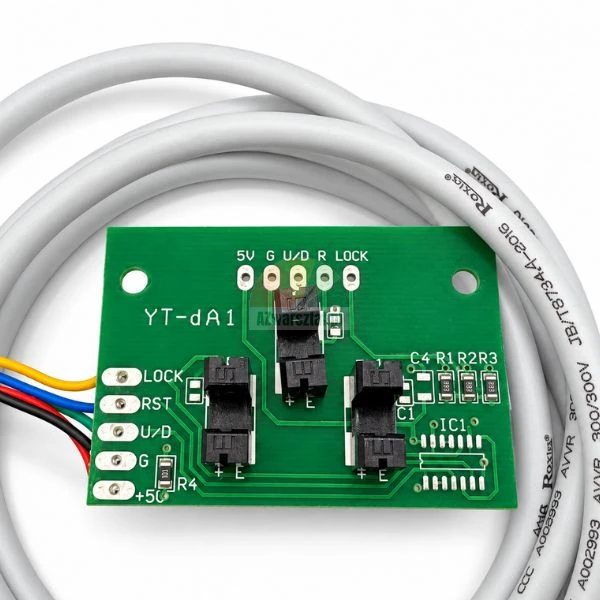 Green YT-dA1 rotation sensor board with optical sensors and connected cable