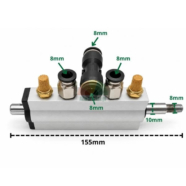 Complete aluminum foot pedal valve block type I with dimensions